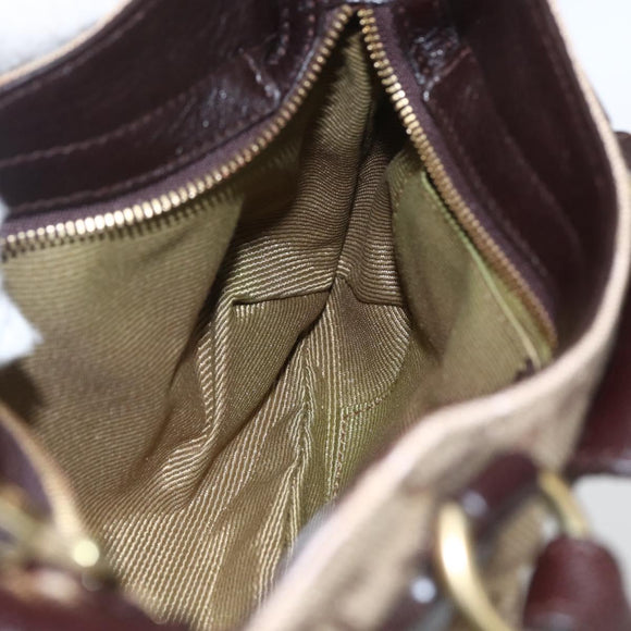 Salvatore Ferragamo Gancini Hand Bag Leather Canvas 2way Beige Gold Auth ka1671
