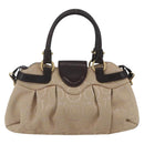 Salvatore Ferragamo Gancini Hand Bag Leather Canvas 2way Beige Gold Auth ka1671-3