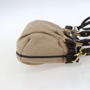 Salvatore Ferragamo Gancini Hand Bag Leather Canvas 2way Beige Gold Auth ka1671-5