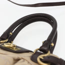 Salvatore Ferragamo Gancini Hand Bag Leather Canvas 2way Beige Gold Auth ka1671-8