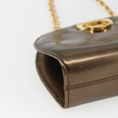 Salvatore Ferragamo Chain Gancini Shoulder Bag Patent leather Gold Auth ka1672-11