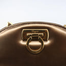 Salvatore Ferragamo Chain Gancini Shoulder Bag Patent leather Gold Auth ka1672-14