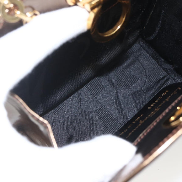 Salvatore Ferragamo Chain Gancini Shoulder Bag Patent leather Gold Auth ka1672