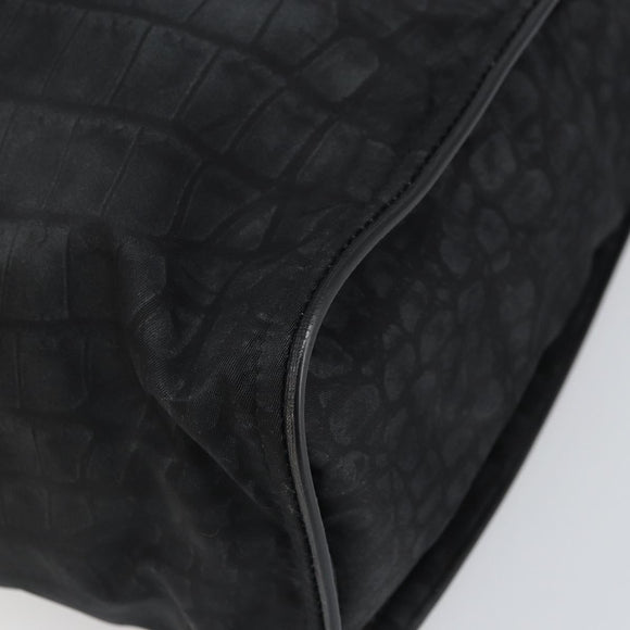FENDI Hand Bag Nylon Black Silver Auth ka1675V