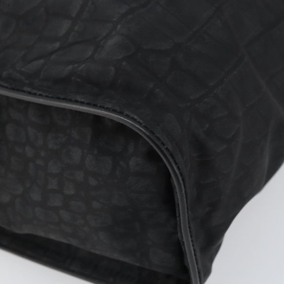 FENDI Hand Bag Nylon Black Silver Auth ka1675V