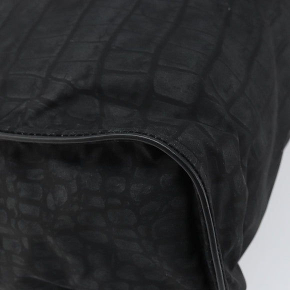 FENDI Hand Bag Nylon Black Silver Auth ka1675V