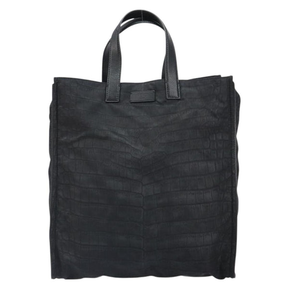 FENDI Hand Bag Nylon Black Silver Auth ka1675V