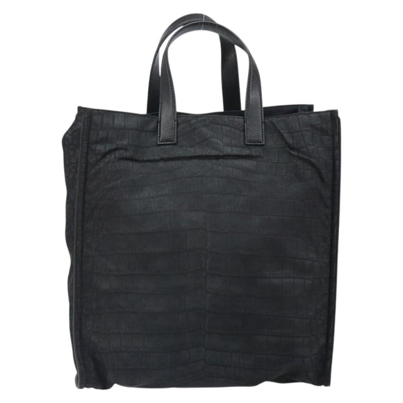 FENDI Hand Bag Nylon Black Silver Auth ka1675V