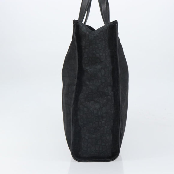 FENDI Hand Bag Nylon Black Silver Auth ka1675V