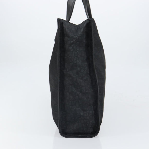 FENDI Hand Bag Nylon Black Silver Auth ka1675V