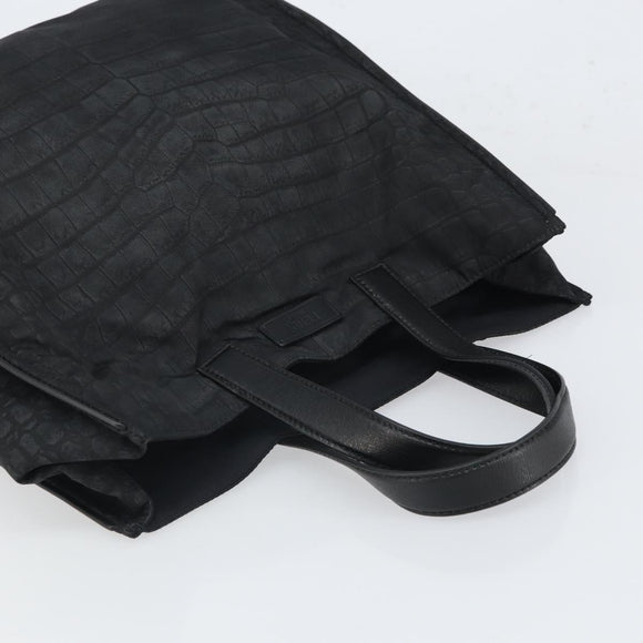 FENDI Hand Bag Nylon Black Silver Auth ka1675V
