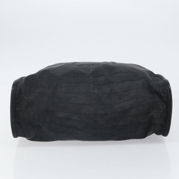 FENDI Hand Bag Nylon Black Silver Auth ka1675V