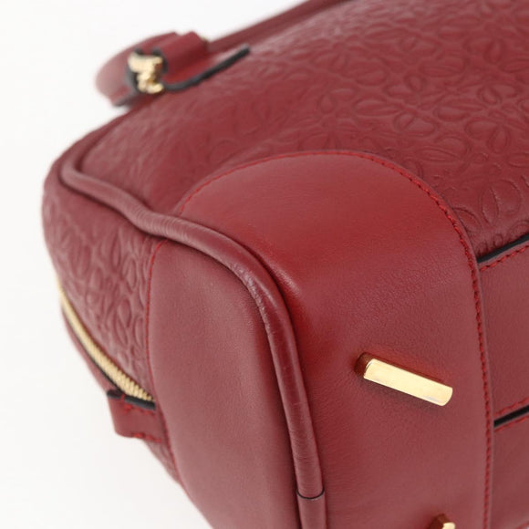 LOEWE Anagram Amazonas 23 Hand Bag Leather 2way Red Gold Auth ka1676SAM