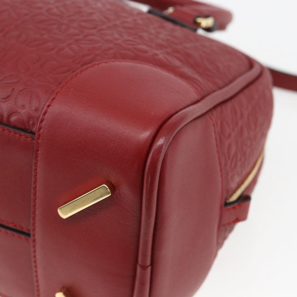 LOEWE Anagram Amazonas 23 Hand Bag Leather 2way Red Gold Auth ka1676SAM