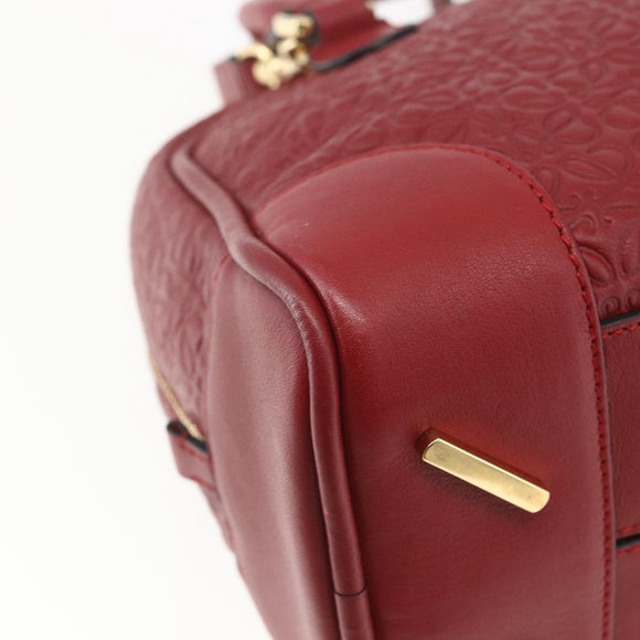 LOEWE Anagram Amazonas 23 Hand Bag Leather 2way Red Gold Auth ka1676SAM