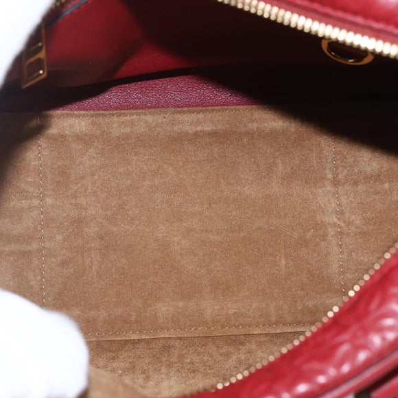 LOEWE Anagram Amazonas 23 Hand Bag Leather 2way Red Gold Auth ka1676SAM