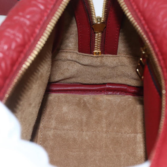 LOEWE Anagram Amazonas 23 Hand Bag Leather 2way Red Gold Auth ka1676SAM