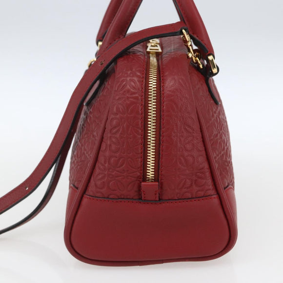 LOEWE Anagram Amazonas 23 Hand Bag Leather 2way Red Gold Auth ka1676SAM