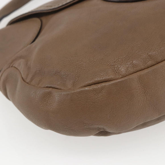 Salvatore Ferragamo Gancini Shoulder Bag Leather Beige Auth ka1679