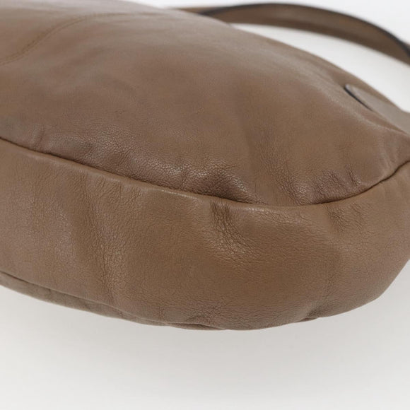 Salvatore Ferragamo Gancini Shoulder Bag Leather Beige Auth ka1679