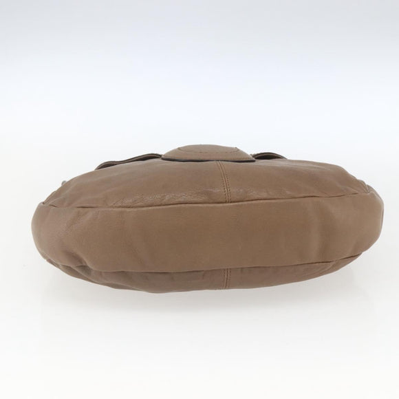 Salvatore Ferragamo Gancini Shoulder Bag Leather Beige Auth ka1679