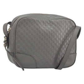 GUCCI Micro GG Canvas Guccissima Bag Leather Outlet Gray 449413 Auth ka1680V