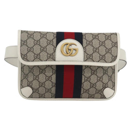 GUCCI GG Supreme Sherry Line GG Marmont Waist bag PVC Beige Auth ka1681M - 0
