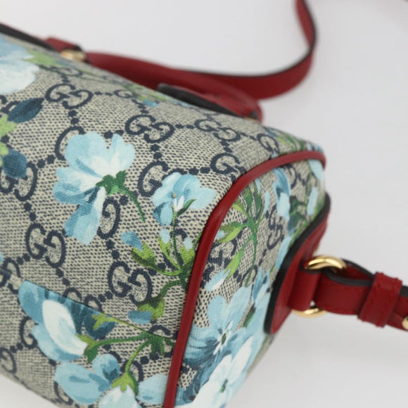 GUCCI GG Blooms Mini Boston Bag PVC 2way Red Navy 432123 Auth ka1682SAM