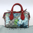 GUCCI GG Blooms Mini Boston Bag PVC 2way Red Navy 432123 Auth ka1682SAM-23