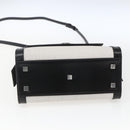 SAINT LAURENT Uptown Small Hand Bag PVC Leather 2way Black White Auth ka1686SAM-5