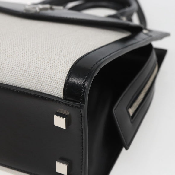 SAINT LAURENT Uptown Small Hand Bag PVC Leather 2way Black White Auth ka1686SAM