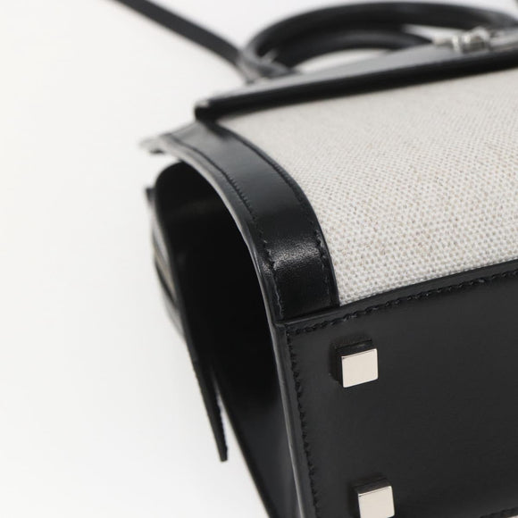 SAINT LAURENT Uptown Small Hand Bag PVC Leather 2way Black White Auth ka1686SAM