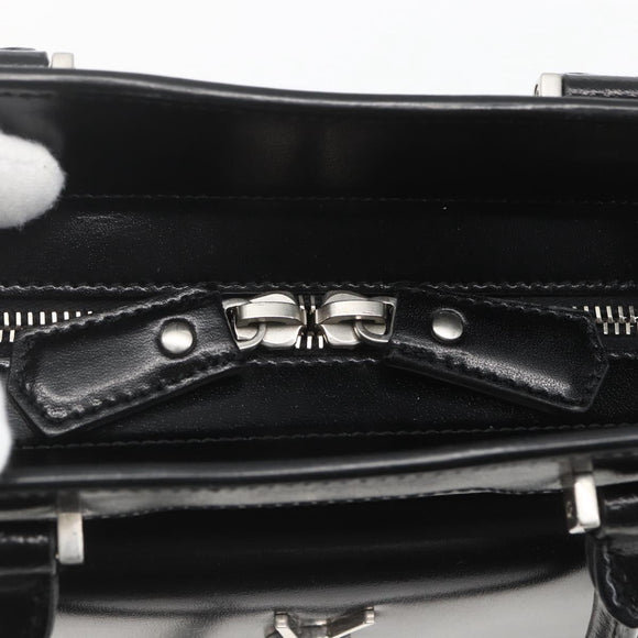 SAINT LAURENT Uptown Small Hand Bag PVC Leather 2way Black White Auth ka1686SAM