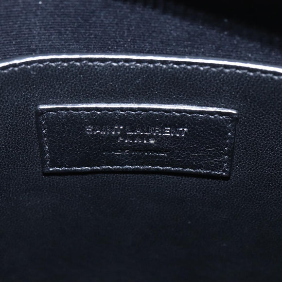 SAINT LAURENT Uptown Small Hand Bag PVC Leather 2way Black White Auth ka1686SAM