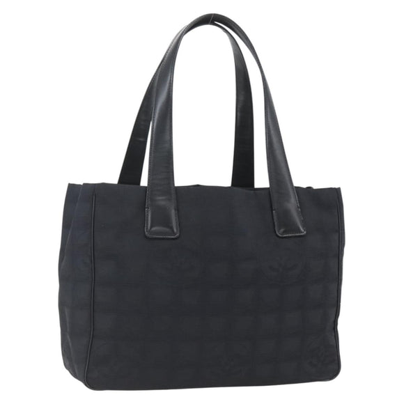 CHANEL New Travel Line Tote Bag Nylon Black Gold CC Auth ka1688