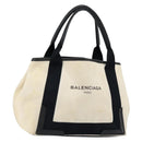 BALENCIAGA Navy Kabas S Hand Bag Canvas Black White 339933 Auth ka169-1