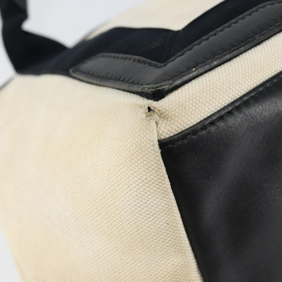 BALENCIAGA Navy Kabas S Hand Bag Canvas Black White 339933 Auth ka169