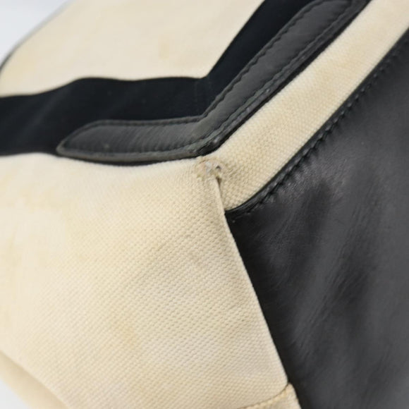 BALENCIAGA Navy Kabas S Hand Bag Canvas Black White 339933 Auth ka169