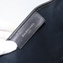 BALENCIAGA Navy Kabas S Hand Bag Canvas Black White 339933 Auth ka169-10