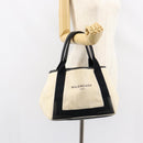 BALENCIAGA Navy Kabas S Hand Bag Canvas Black White 339933 Auth ka169-19