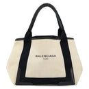 BALENCIAGA Navy Kabas S Hand Bag Canvas Black White 339933 Auth ka169-13