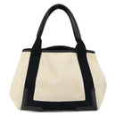 BALENCIAGA Navy Kabas S Hand Bag Canvas Black White 339933 Auth ka169-2