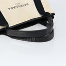 BALENCIAGA Navy Kabas S Hand Bag Canvas Black White 339933 Auth ka169-7