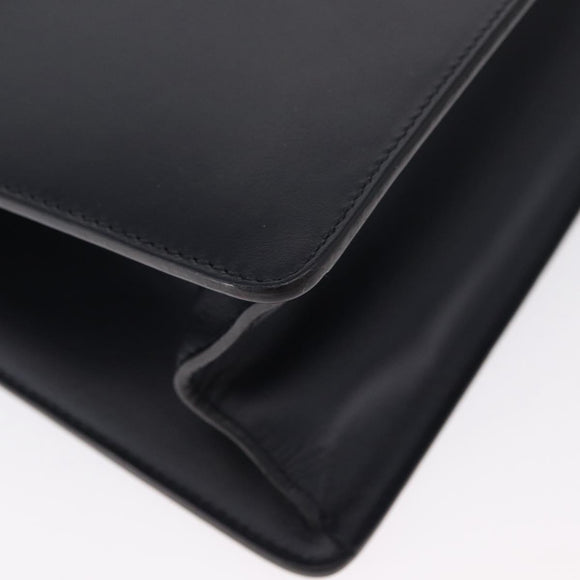 GUCCI Silvi Web Sherry Line Hand Bag Leather 2way Navy Gold 431665 Auth ka1697V