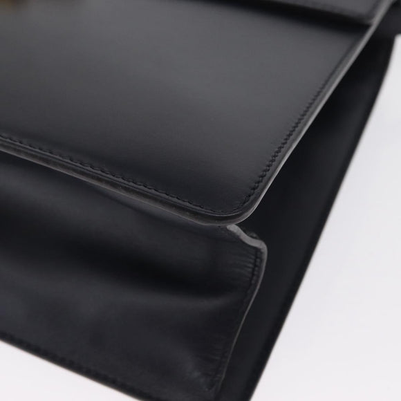 GUCCI Silvi Web Sherry Line Hand Bag Leather 2way Navy Gold 431665 Auth ka1697V