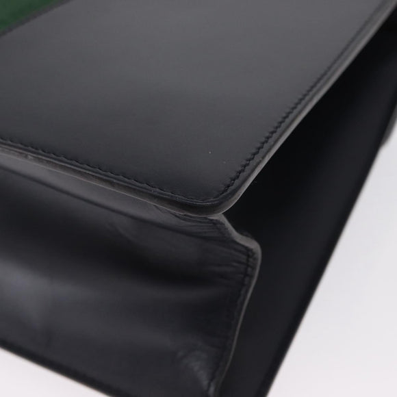 GUCCI Silvi Web Sherry Line Hand Bag Leather 2way Navy Gold 431665 Auth ka1697V