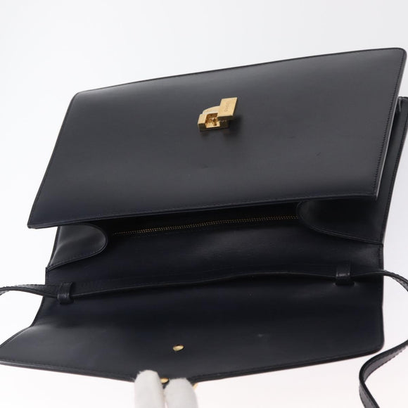 GUCCI Silvi Web Sherry Line Hand Bag Leather 2way Navy Gold 431665 Auth ka1697V