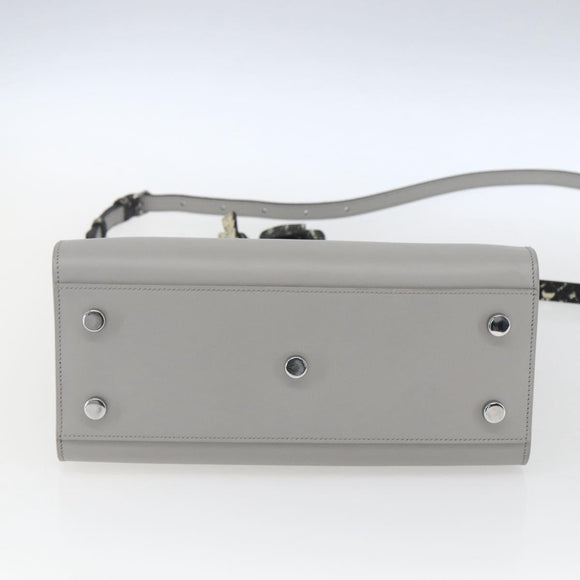 SAINT LAURENT Sac De Jour Baby Hand Bag Leather 2way Gray Silver Auth ka1699SAM