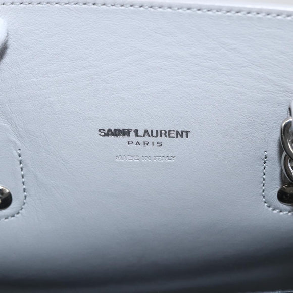 SAINT LAURENT Sac De Jour Baby Hand Bag Leather 2way Gray Silver Auth ka1699SAM