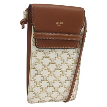 CELINE Triomphe Pouch Shoulder Bag PVC Beige Auth ka1704V
